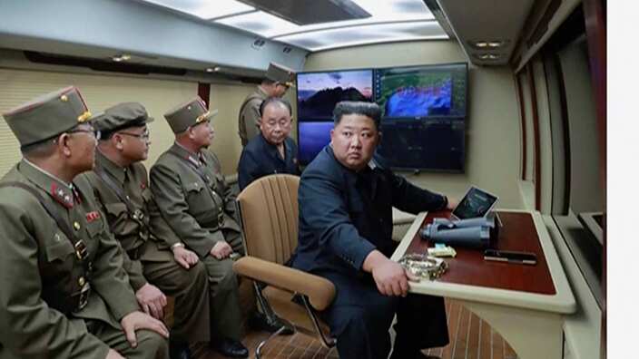 North Korean leader Kim Jong Un supervises a rocket launch test . North Korea
