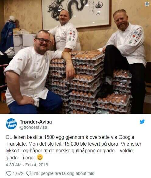 15000 eggs delivered to the Norway Olympic Team