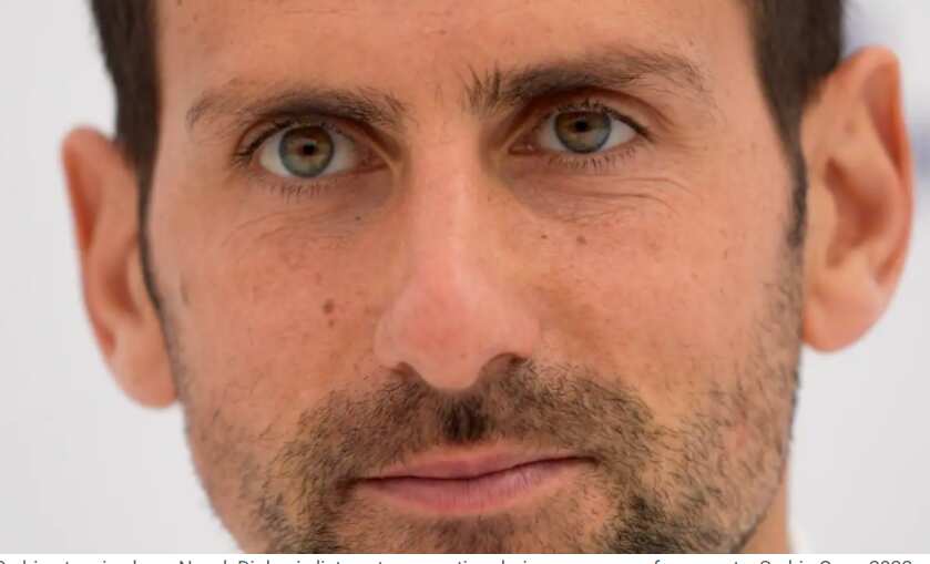 Serbian tennis player Novak Djokovic listens to a question during a press conference at a Serbia Open 2022 tournament in Belgrade, Serbia, Monday, April 18, 2022