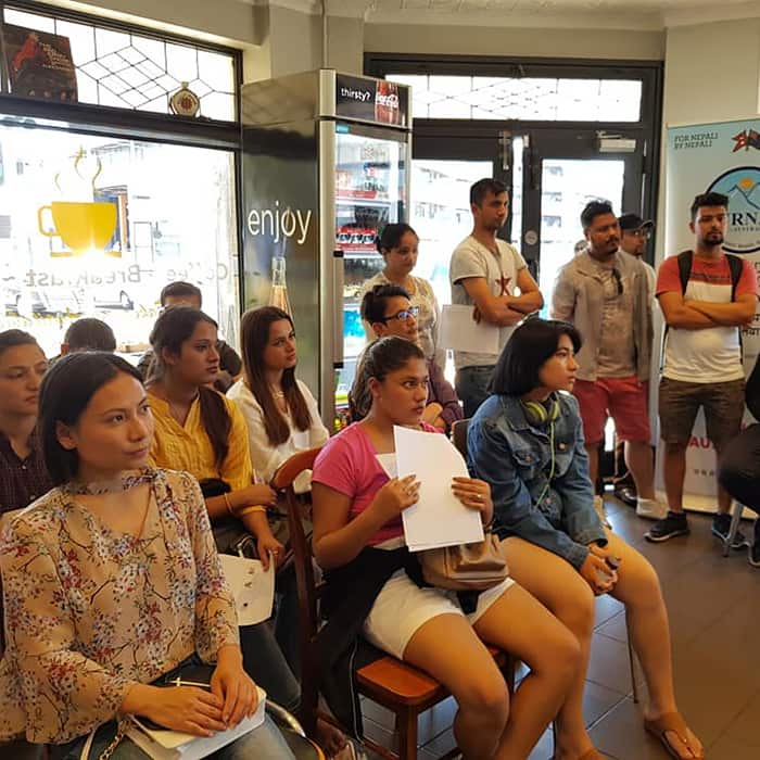 Student participants at a awareness workshop in Melbourne by NRNA Keshav Kandel