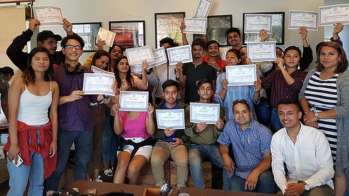 NRNA Coffee making training participants in Melbourne with Keshav Kandel