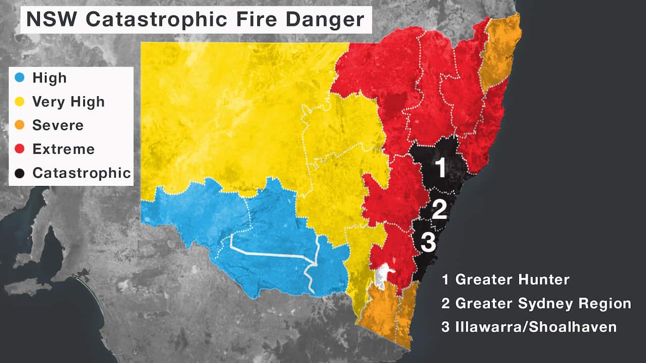 NSW Catastrophic Fire Danger map still