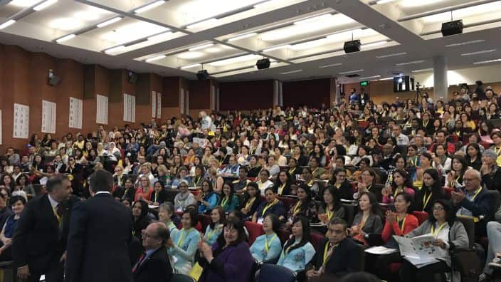 Full Amphitheatre at Sydney University with some of the 600 teachers and guests at the NSW Federation of Community Languages Conference on Saturday 7 October 2017