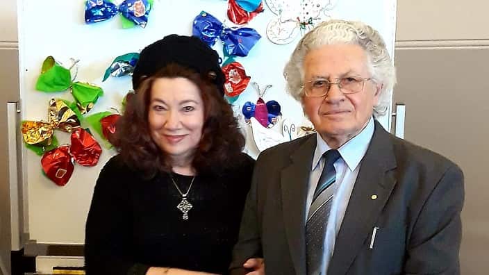 Dina Amanatides with her lifetime partner, writer and academic, Kyriakos Amanatides
