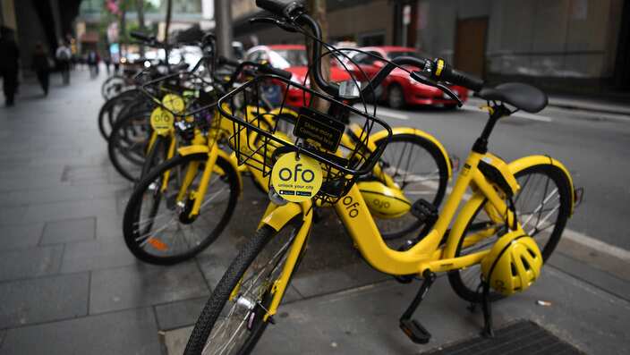 Ofo bikes on Melbourne's street