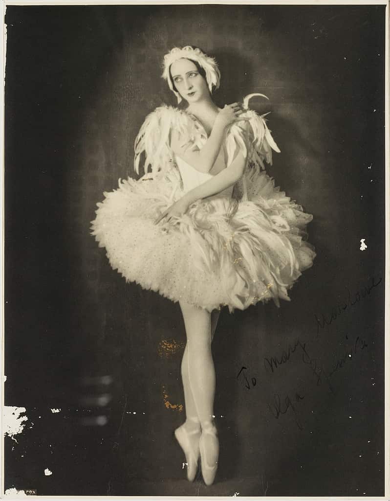 Caption: Olga Spessivtzeva (Spessiva) in Swan Lake (as Odette) costume, 1934 photographer Sydney Fox Studio,