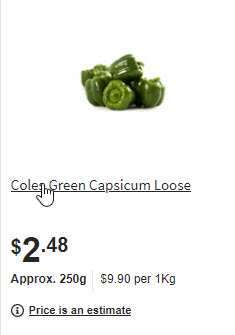 網上訂貨在4月21日青椒每個大約2.48元，9.9元一公斤。