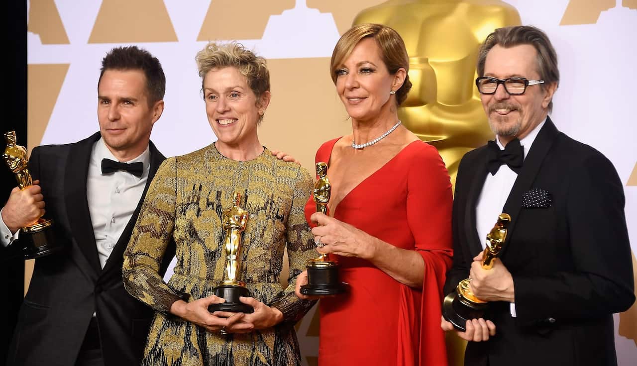 From left: Sam Rockwell, Frances McDormand, Allison Janney and Gary Oldman all had a memorable night. 