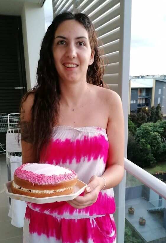 Barbara Piscitelli with her birthday cake
