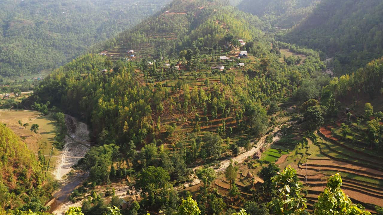 A village in deforestation in Gulmi, Nepal