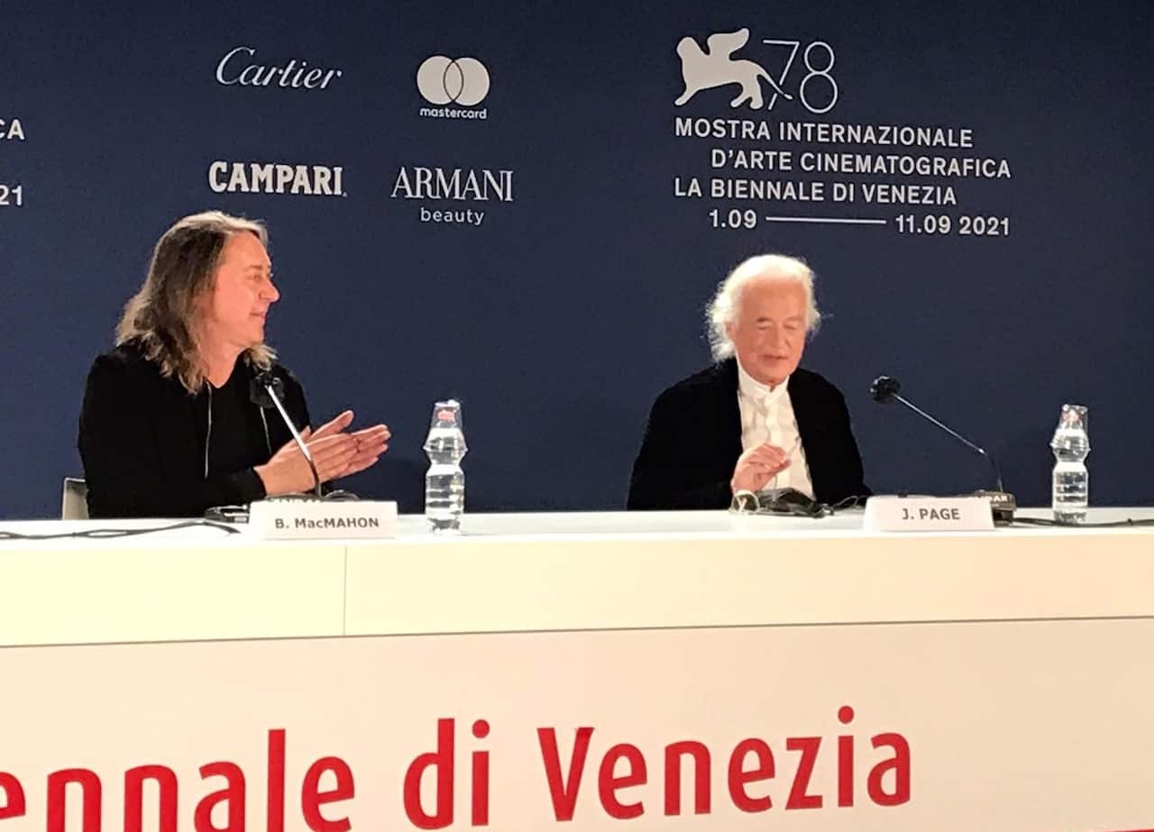 Director Bernard MacMahon and Jimmy Page at Becoming Led Zeppelin press conference