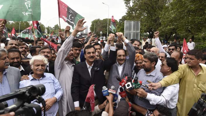 Political leaders in protest rally