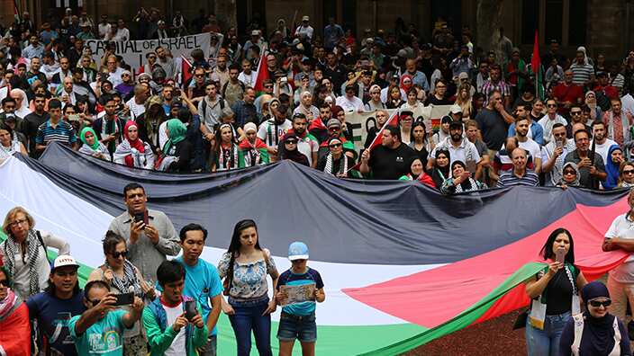 Shots from "Hands off Palestine" protest in Town Hall