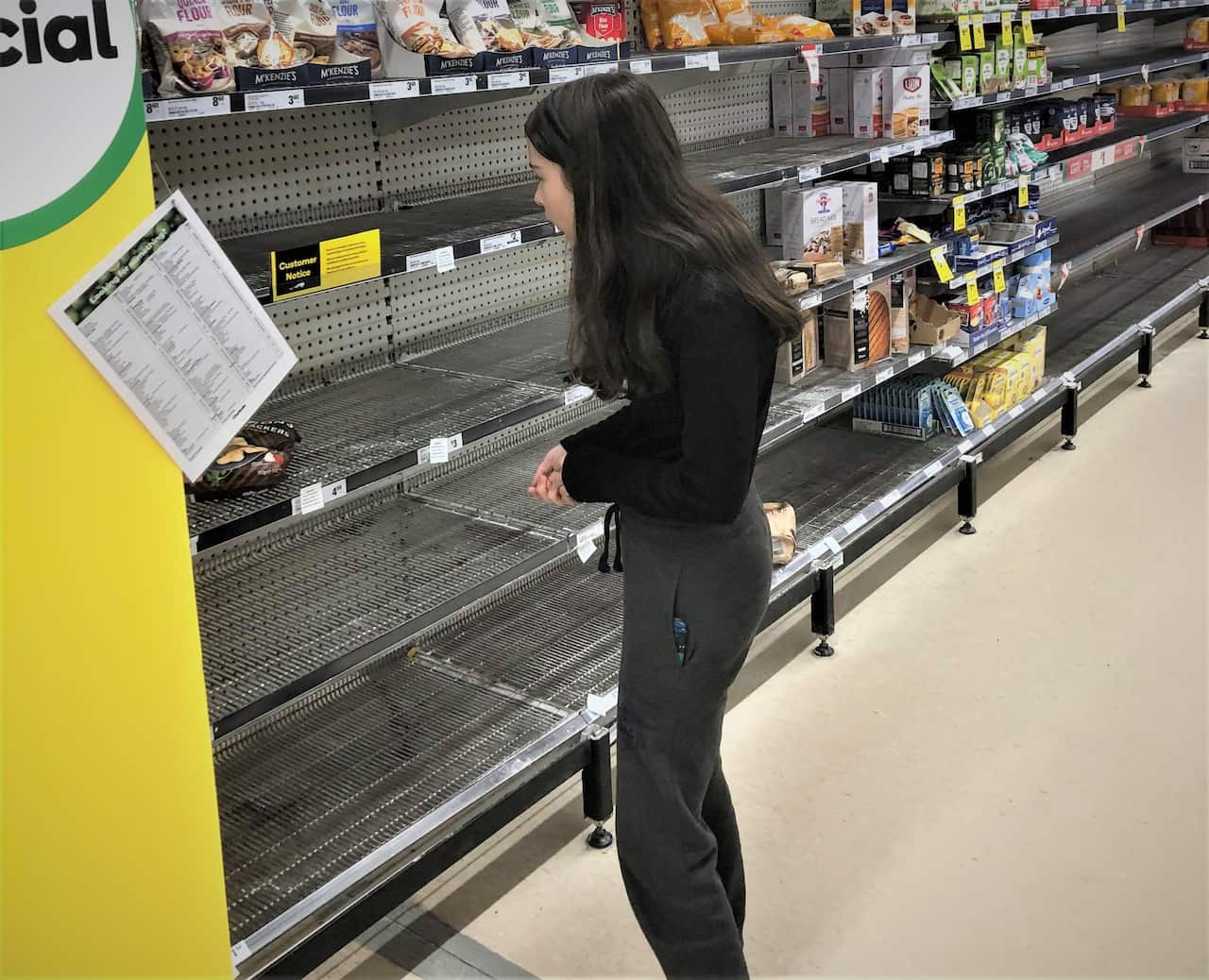 empty supermarket shelves