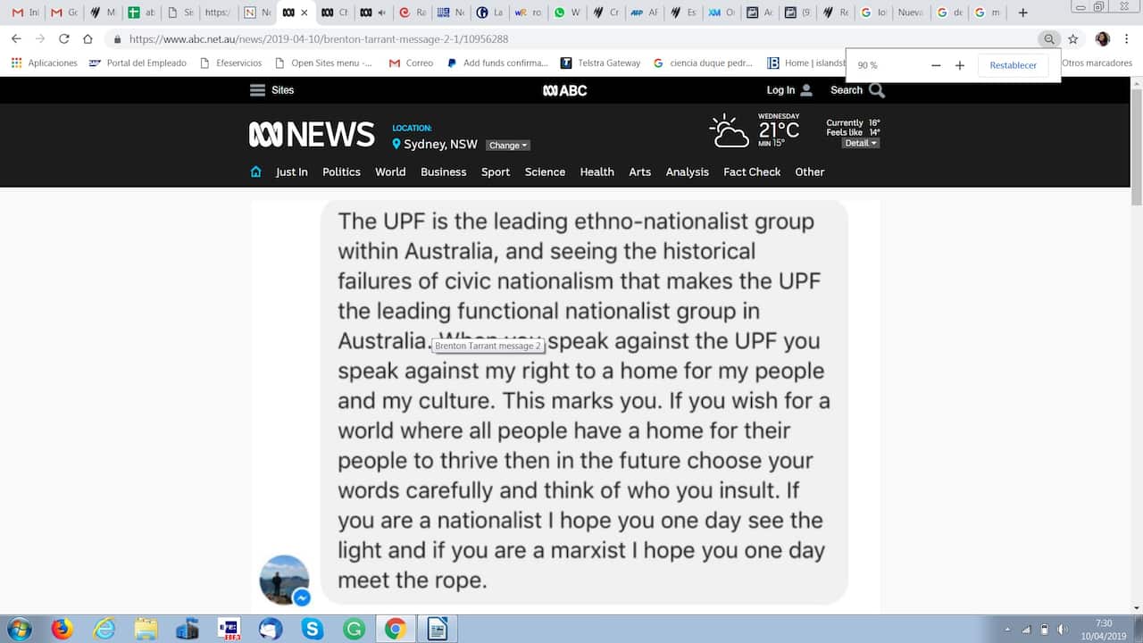 Pantallazo mensajes obtenidos por la ABC