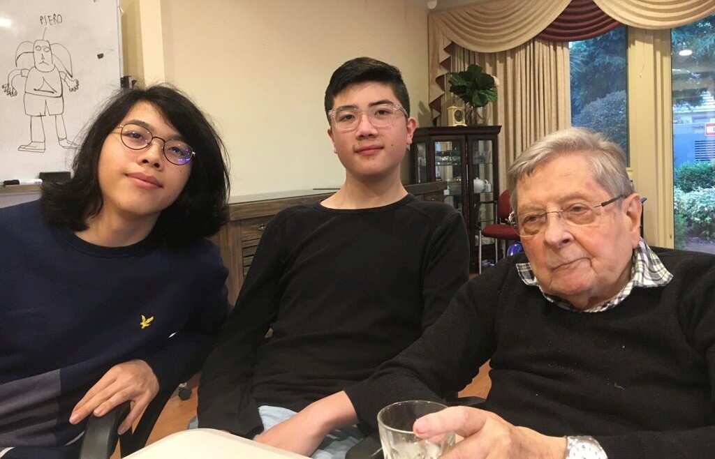 Paolo Baracchi's sons Elio and Piero with their grandad Mario.
