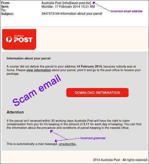 parcel scam