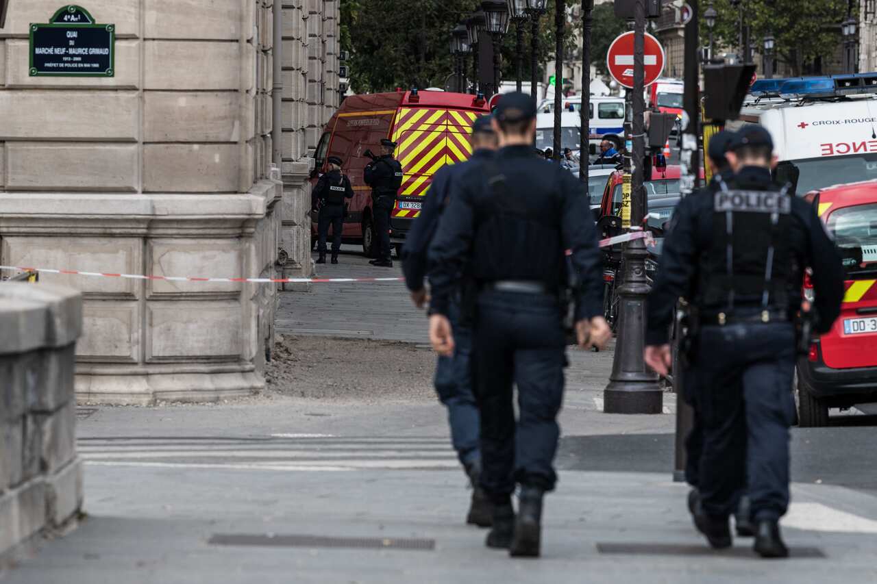 The police headquarters of Paris, on the Ile de la Cite, facing Notre Dame Cathedral, are closed after a member of the Police led an attack with a knife