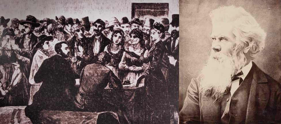 A sinistra un'immagine del Sydney Illustrated News del maggio 1881. A sinistra sir Henry Parkes, segretario della colonia del NSW