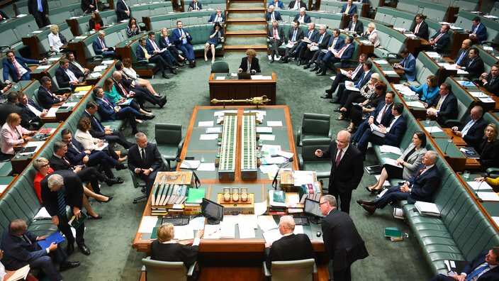 Overview of the chamber during House of Representatives Question Time at Parliament House in Canberra, Thursday, February 14,  2019. (AAP Image/Lukas Coch) NO ARCHIVING