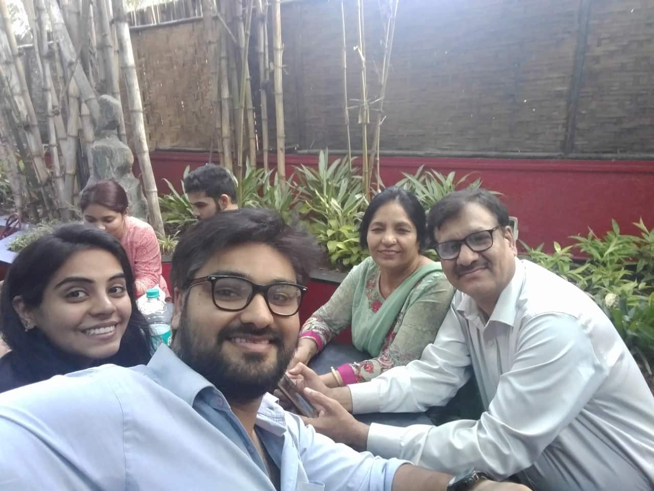Govida Pathak along with his wife Surbhi Verma and parents Rakesh Pathak and Neelam Pathak
