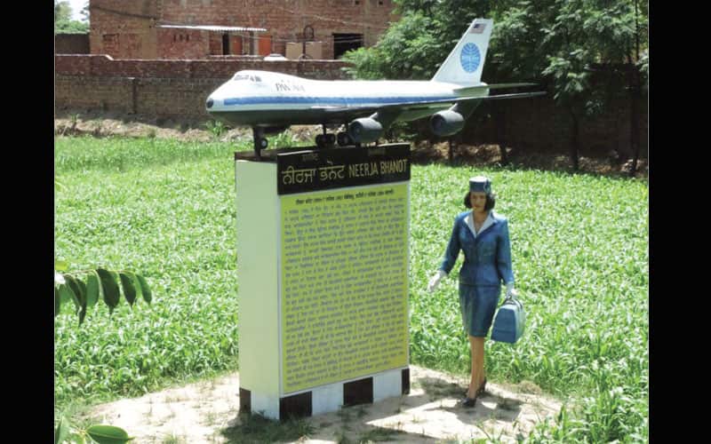 Neerja Bhanot statue at Ghall Kalan, Punjab