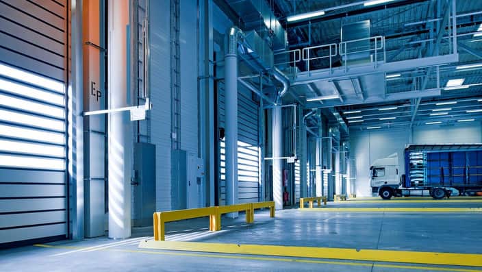 Inside view of a factory warehouse 