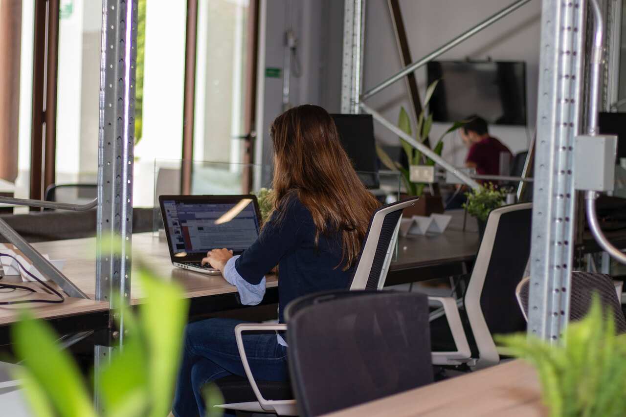 A woman working in a office