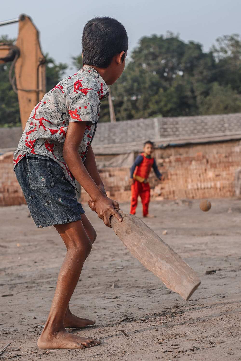 Children playing cricket