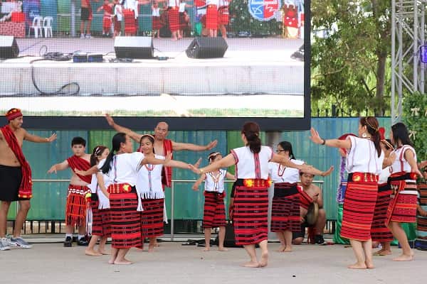 Philippine Cordilleran NSW showcases the Igorot dance at the Philippine Christmas Festival.