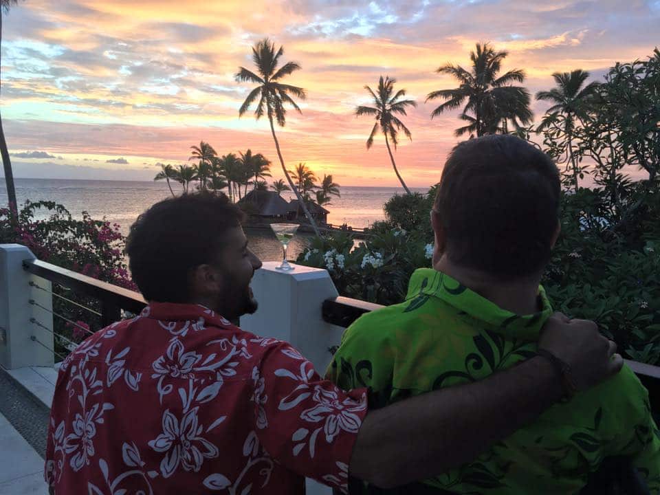 Philip in Fiji with his Argentinian friend Emiliano.