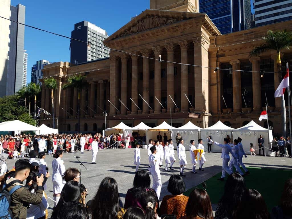 Flag hoisting ceremony commemorating Indonesia's 73ʳᵈ Independence Day anniversary at the King George Square, Brisbane (18-19/8/2018)