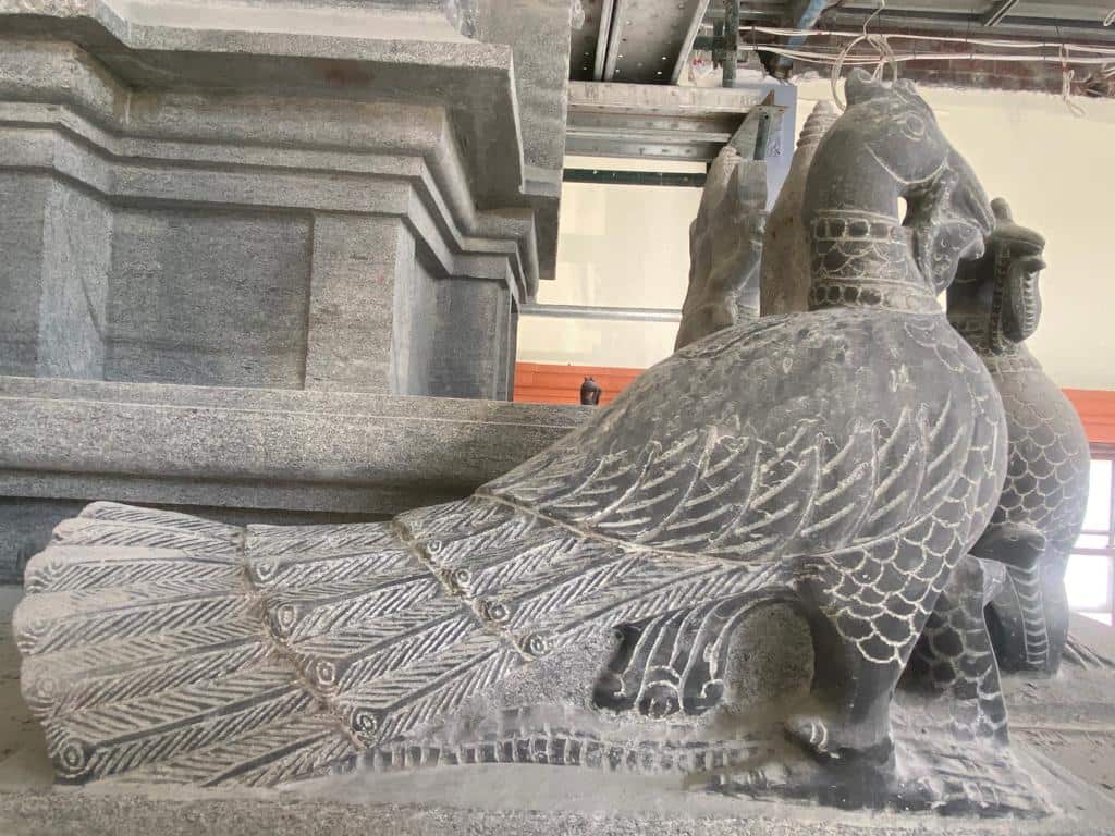 Hand carved peacocks