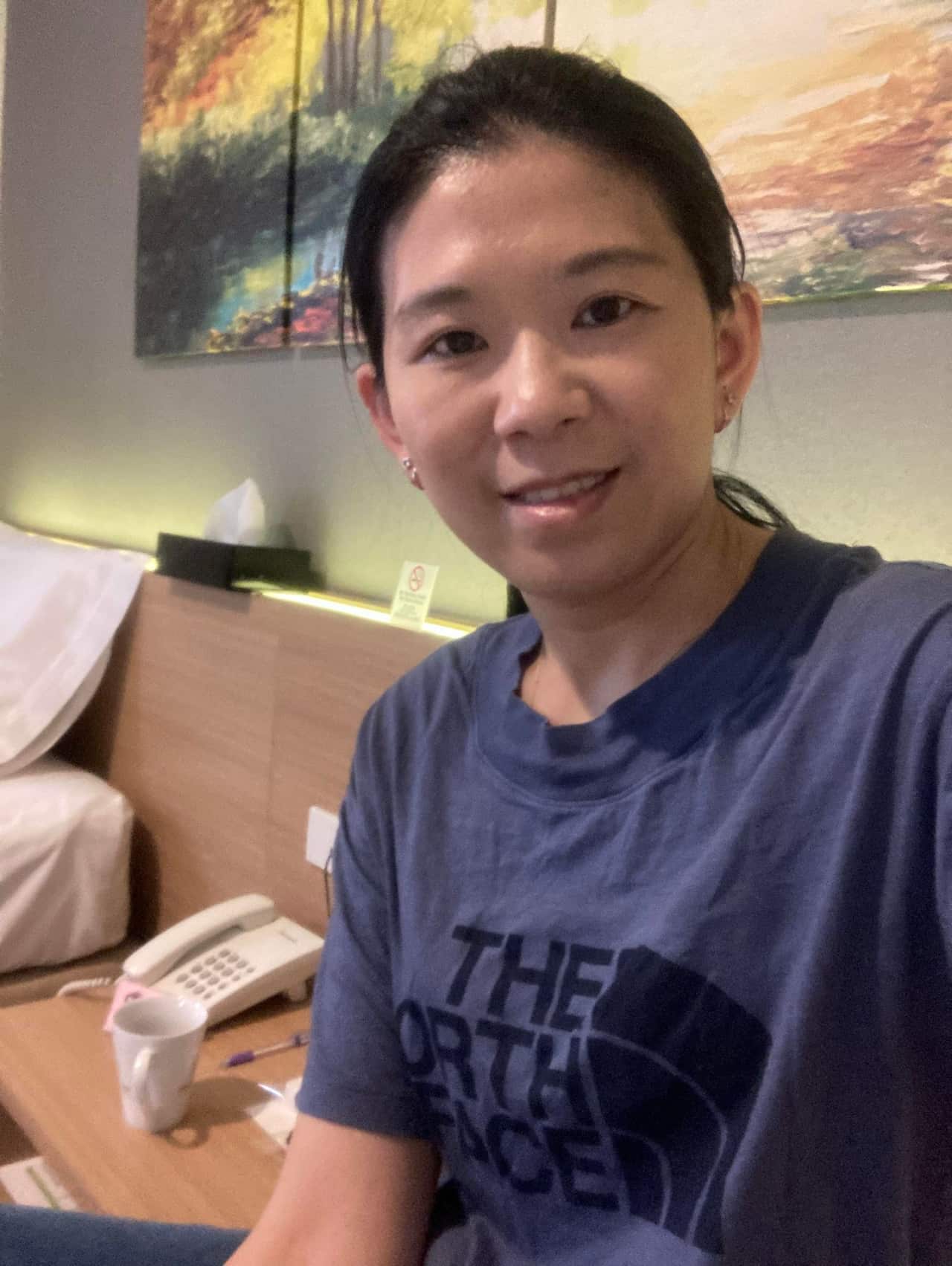 Nuananong Sethasridumrong while waiting in a hotel quarantine under a Test and Go Scheme in Thailand