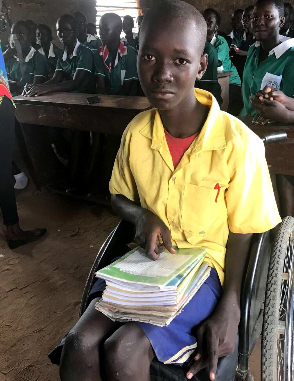 South Sudanese girl attending school.
