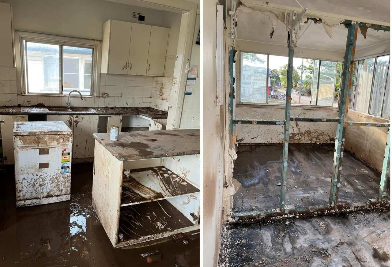 Inside Marmonie's house after the devastating flood in Lismore