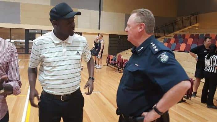 The South Sudanese All Stars play the Victorian Police at Eagle Stadium