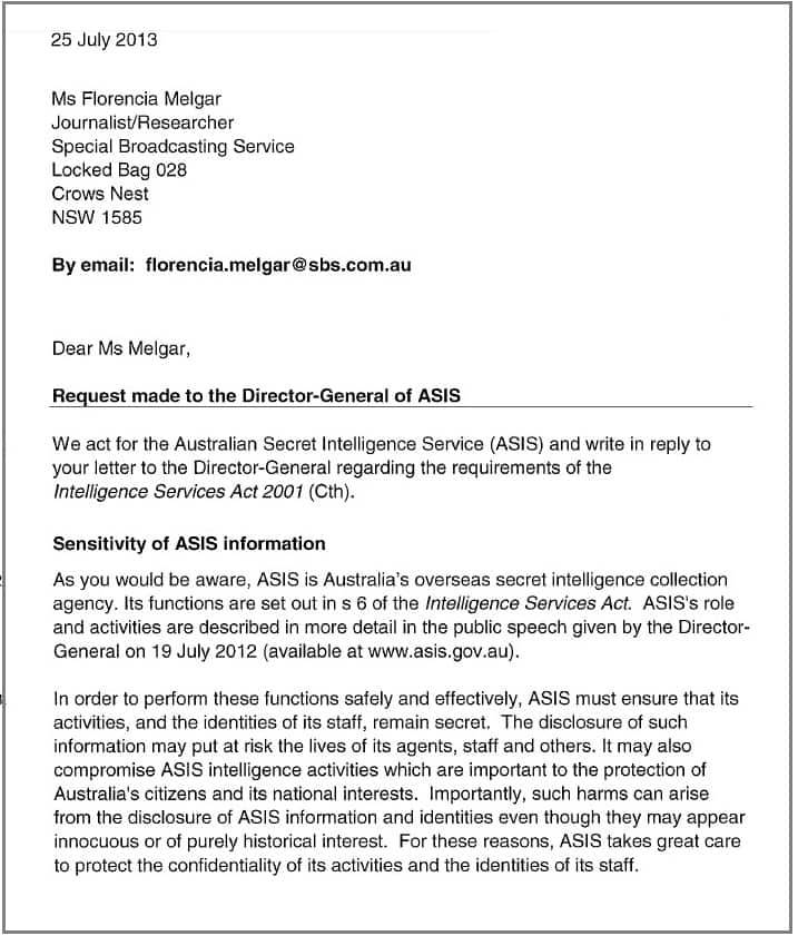 Why ASIS information is secret.