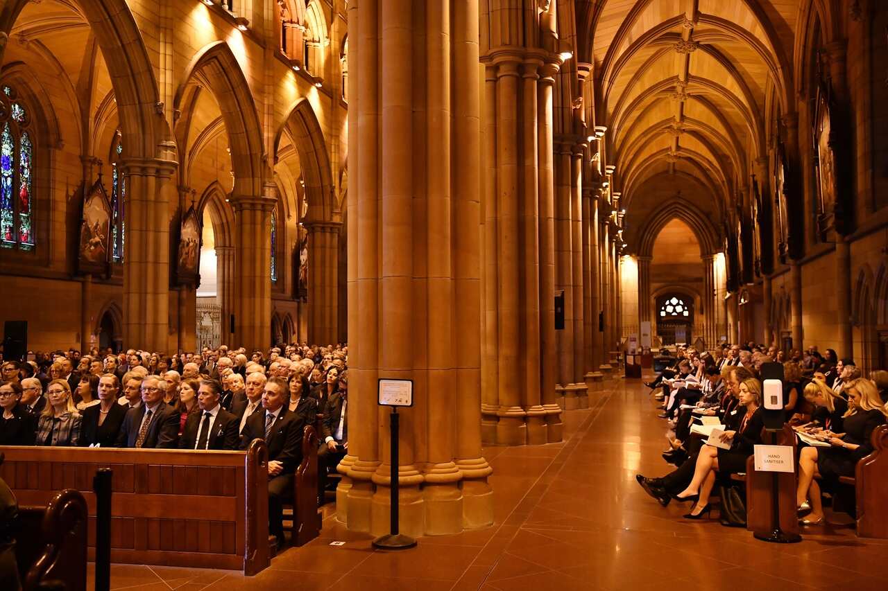 Mourners at St Mary's Cathedral in Sydney for Carla Zampatii's state funeral