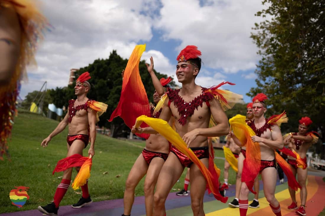 Mardi Gras Chinese Float Group preparing for the Parade.