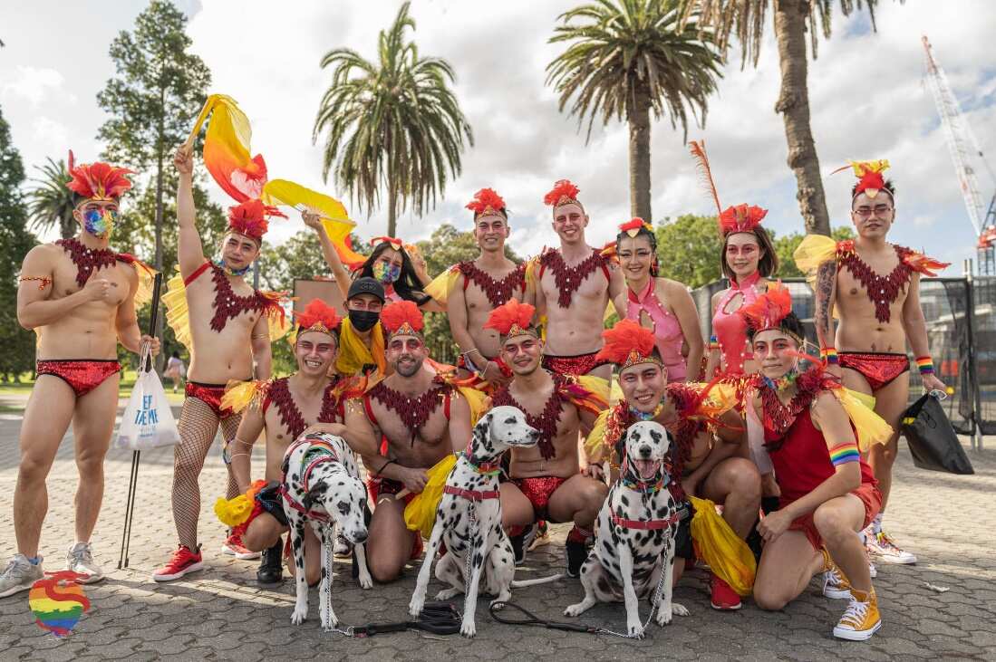 Mardi Gras Chinese Float Group preparing for the Parade.