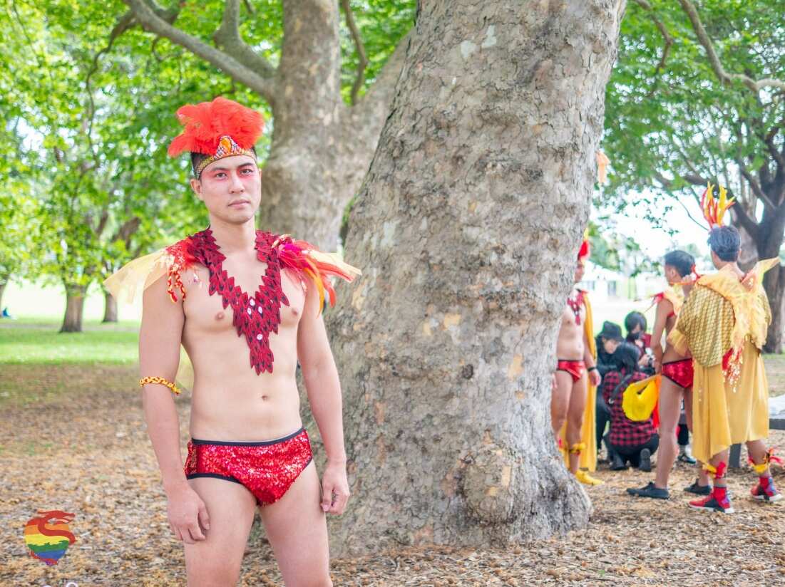 Mardi Gras Chinese Float Group preparing for the Parade.