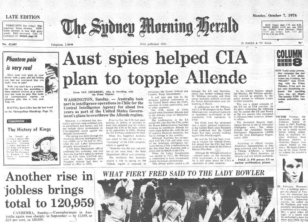 Australia in Chile, newspaper article