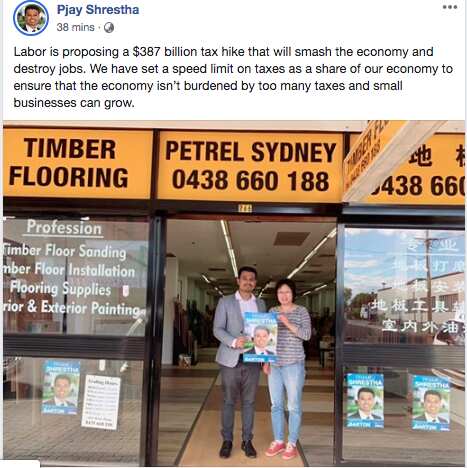 Liberal Candidate for Barton pramej shrestha with small business owner