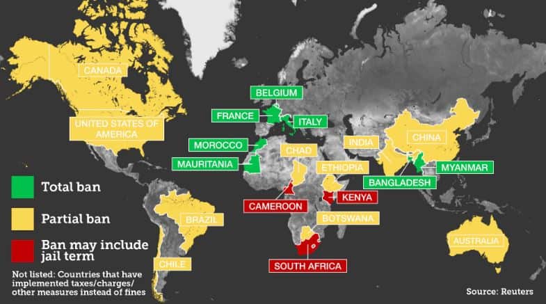 The strictest plastic bag laws around the world.