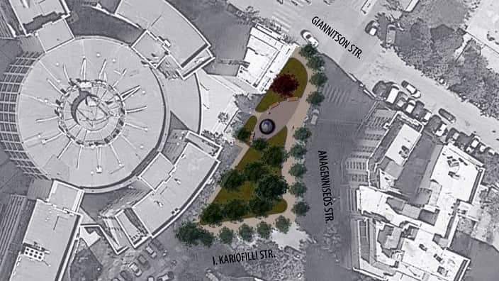 The location of Thessaloniki's Melbourne Square. 