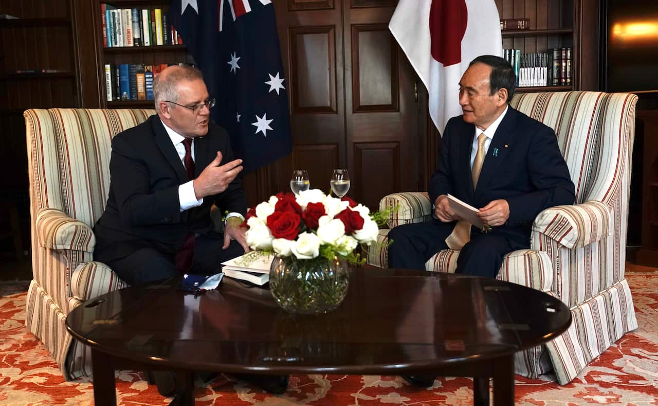 Scott Morrison Yoshihide Suga　QUAD