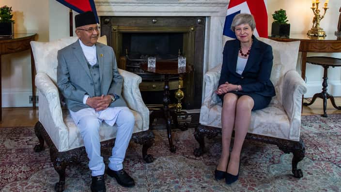 Theresa May Hosts Nepal PM At Downing Street