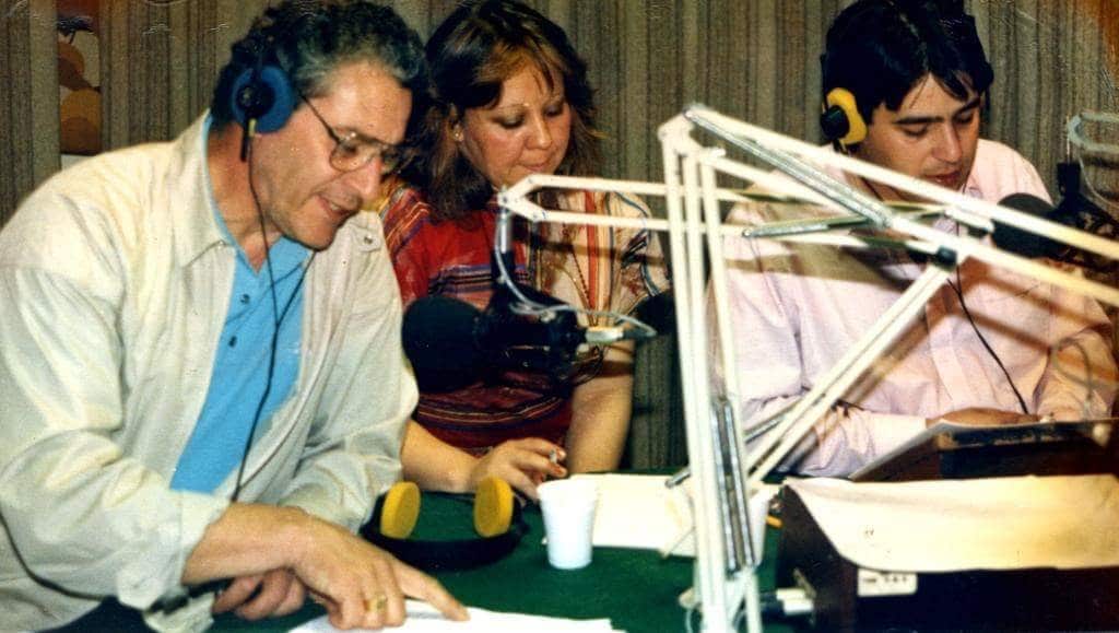 Alberto "Pocho" Domínguez con Marite Retamozo y Ruben Fernández, Radio SBS