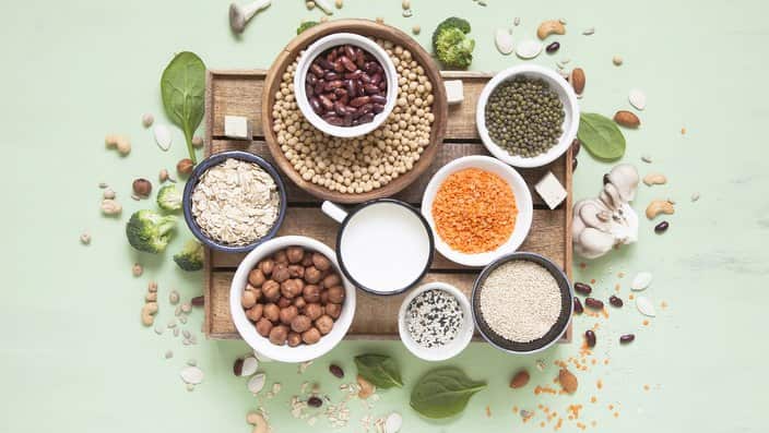 Vegetable albumen sources. Plant protein (beans, nuts, vegetables, mushrooms, seeds)